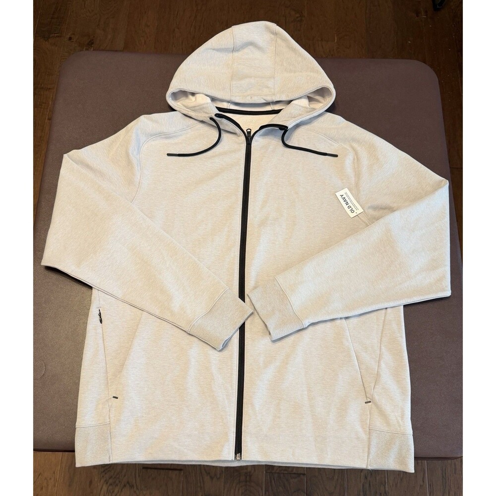 Old Navy Active Dynamic Fleece Stretch Full-Zip Hooded Jacket Mens XL Light Grey